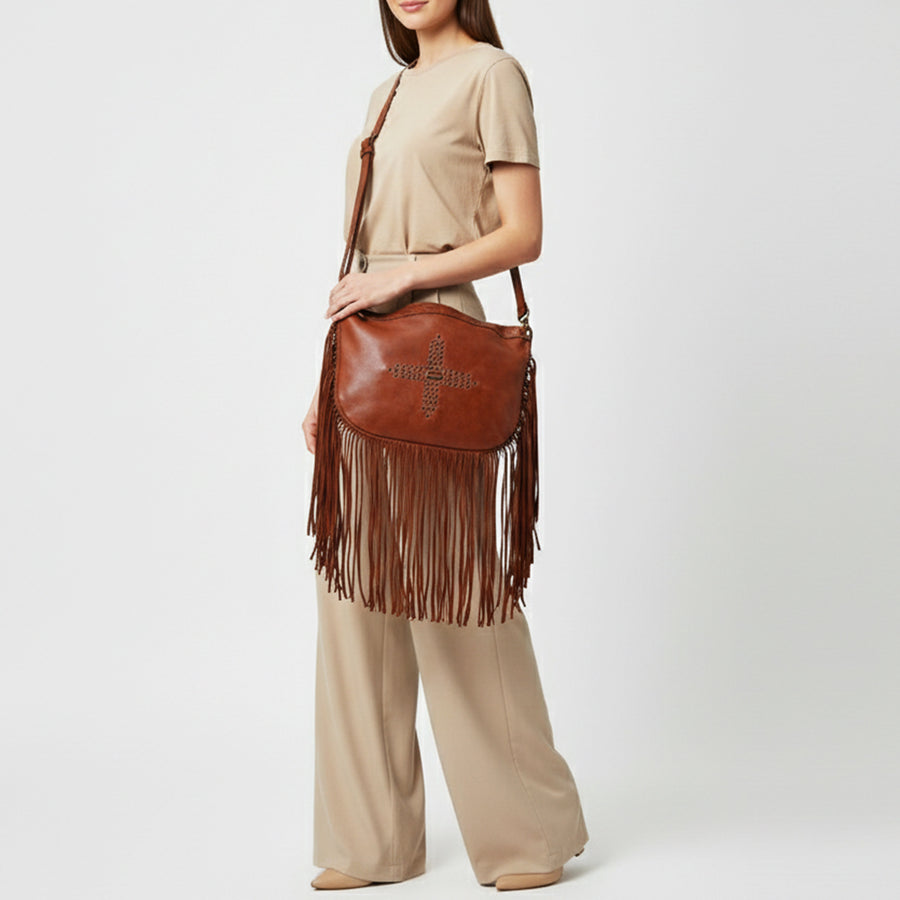 Spaghetti Western Swc128Cg Hobo Vintage Handmade Drum Dyed Genuine European Cowhide Leather Women Bag Western Handbag Purse
