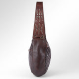 Spaghetti Western Swc129Brn Hobo Vintage Handmade Drum Dyed Genuine European Cowhide Leather Women Bag Western Handbag Purse