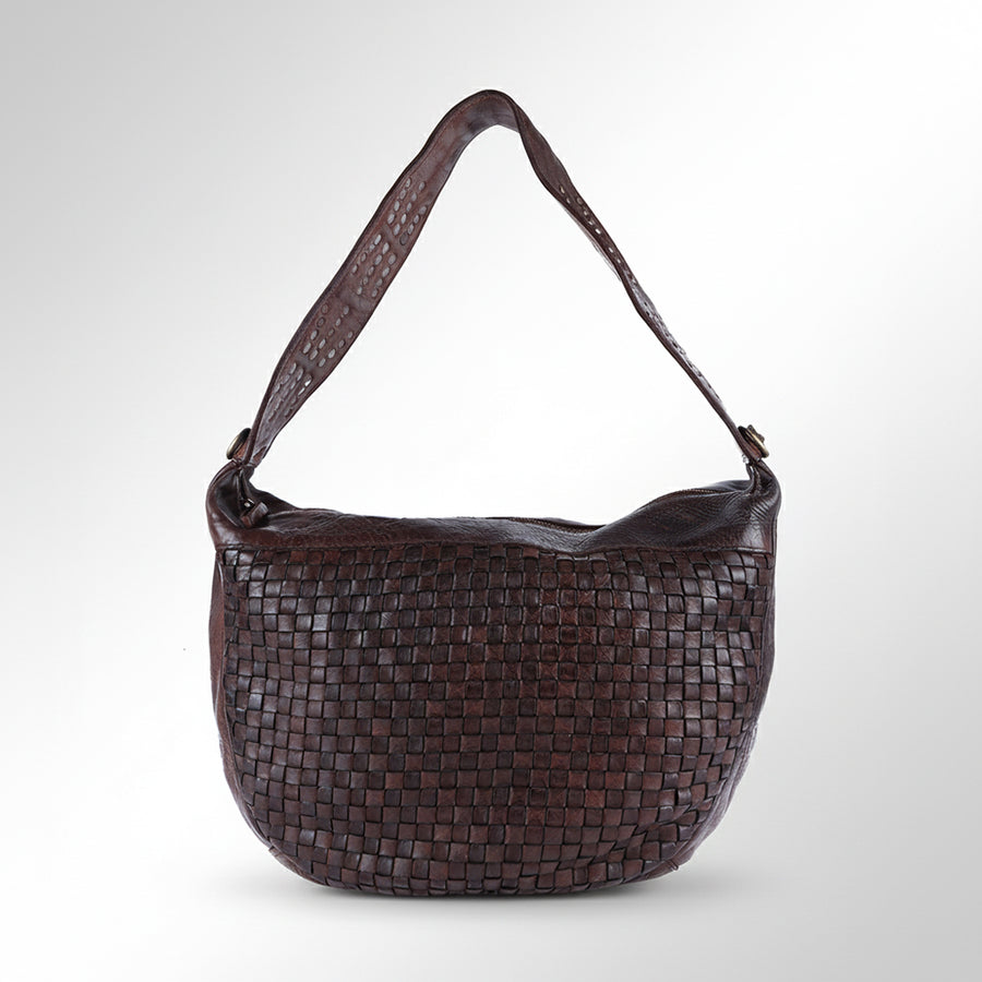 Spaghetti Western Swc129Brn Hobo Vintage Handmade Drum Dyed Genuine European Cowhide Leather Women Bag Western Handbag Purse