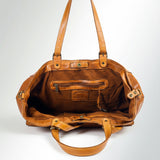 Spaghetti Western Swc132Tan Tote Vintage Handmade Drum Dyed Genuine European Cowhide Leather Women Bag Western Handbag Purse