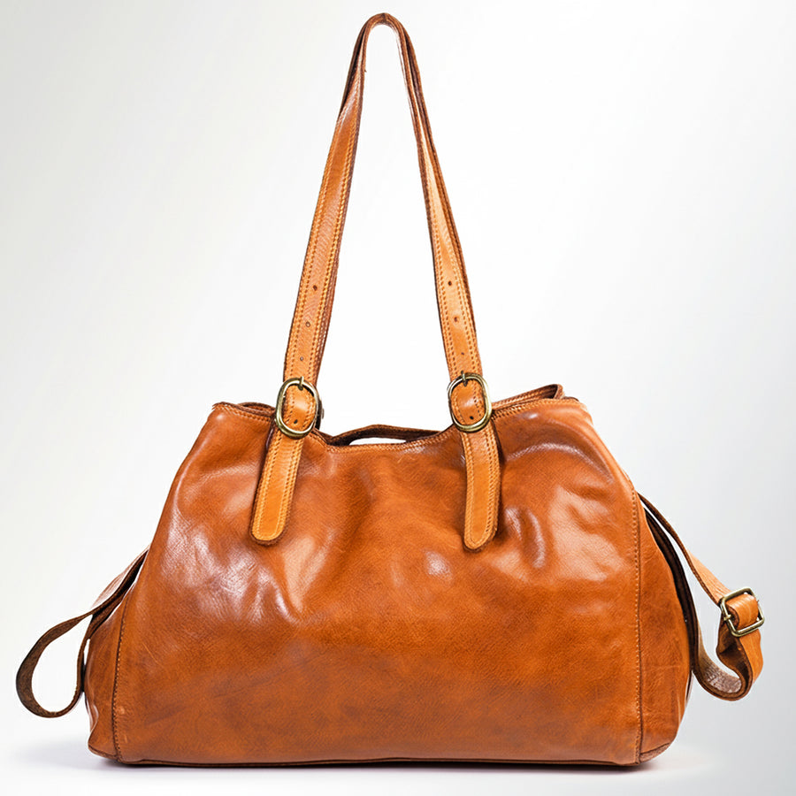 Spaghetti Western Swc132Tan Tote Vintage Handmade Drum Dyed Genuine European Cowhide Leather Women Bag Western Handbag Purse