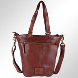 Spaghetti Western Swc134Cg Tote Vintage Handmade Drum Dyed Genuine European Cowhide Leather Women Bag Western Handbag Purse