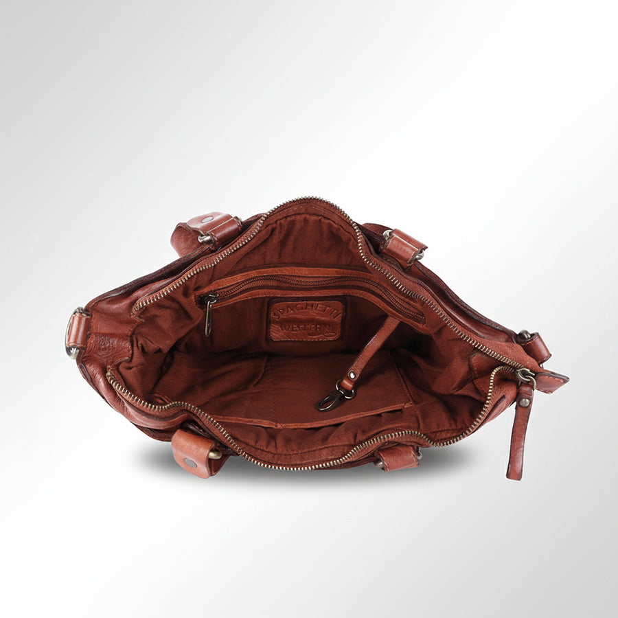 Spaghetti Western Swc134Cg Tote Vintage Handmade Drum Dyed Genuine European Cowhide Leather Women Bag Western Handbag Purse