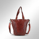Spaghetti Western Swc134Cg Tote Vintage Handmade Drum Dyed Genuine European Cowhide Leather Women Bag Western Handbag Purse