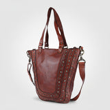 Spaghetti Western Swc134Cg Tote Vintage Handmade Drum Dyed Genuine European Cowhide Leather Women Bag Western Handbag Purse