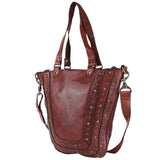 Spaghetti Western Swc134Cg Tote Vintage Handmade Drum Dyed Genuine European Cowhide Leather Women Bag Western Handbag Purse