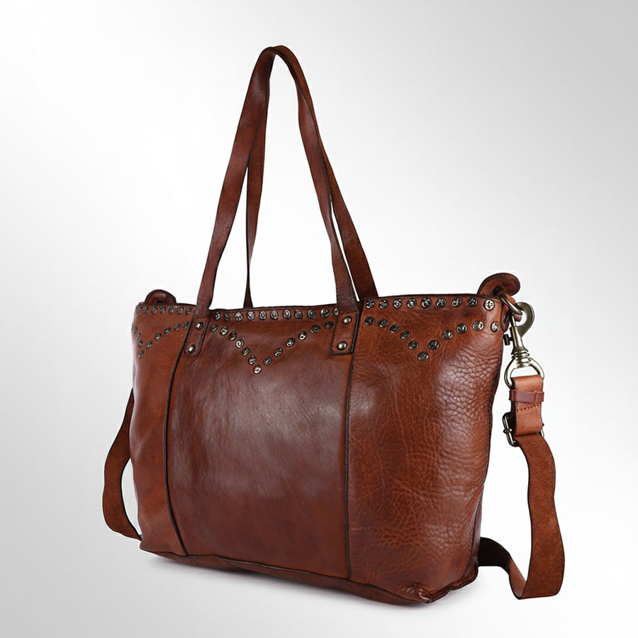 Spaghetti W. Swc135Btan Tote Vintage Handmade Drum Dyed Genuine by Hilason – Cowboy and equestrian accessories