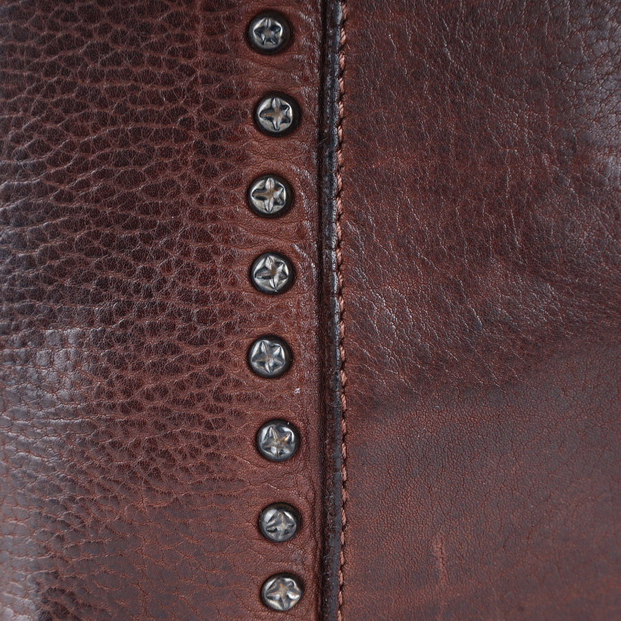 Spaghetti Western Swc140Brn Hobo Vintage Handmade Drum Dyed Genuine European Cowhide Leather Women Bag Western Handbag Purse