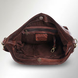 Spaghetti Western Swc140Brn Hobo Vintage Handmade Drum Dyed Genuine European Cowhide Leather Women Bag Western Handbag Purse