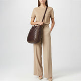 Spaghetti Western Swc142Abrn Hobo Vintage Handmade Drum Dyed Genuine European Cowhide Leather Women Bag Western Handbag Purse