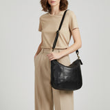 Spaghetti Western Swc143Blk Hobo Vintage Handmade Drum Dyed Genuine European Cowhide Leather Women Bag Western Handbag Purse