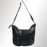 Spaghetti Western Swc143Blk Hobo Vintage Handmade Drum Dyed Genuine European Cowhide Leather Women Bag Western Handbag Purse