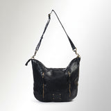 Spaghetti Western Swc143Blk Hobo Vintage Handmade Drum Dyed Genuine European Cowhide Leather Women Bag Western Handbag Purse