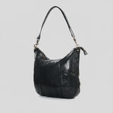 Spaghetti Western Swc143Blk Hobo Vintage Handmade Drum Dyed Genuine European Cowhide Leather Women Bag Western Handbag Purse
