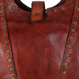 Spaghetti Western Swc144Acg Tote Vintage Handmade Drum Dyed Genuine European Cowhide Leather Women Bag Western Handbag Purse