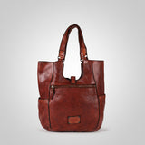 Spaghetti Western Swc144Acg Tote Vintage Handmade Drum Dyed Genuine European Cowhide Leather Women Bag Western Handbag Purse