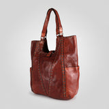 Spaghetti Western Swc144Acg Tote Vintage Handmade Drum Dyed Genuine European Cowhide Leather Women Bag Western Handbag Purse