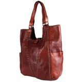 Spaghetti Western Swc144Acg Tote Vintage Handmade Drum Dyed Genuine European Cowhide Leather Women Bag Western Handbag Purse