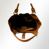 Spaghetti Western Swc144Btan Tote Vintage Handmade Drum Dyed Genuine European Cowhide Leather Women Bag Western Handbag Purse