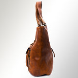 Spaghetti Western Swc144Btan Tote Vintage Handmade Drum Dyed Genuine European Cowhide Leather Women Bag Western Handbag Purse