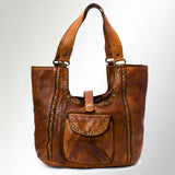 Spaghetti Western Swc144Btan Tote Vintage Handmade Drum Dyed Genuine European Cowhide Leather Women Bag Western Handbag Purse