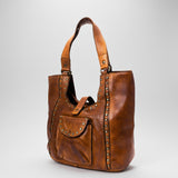 Spaghetti W. Swc144Btan Tote Vintage Handmade Drum Dyed Genuine by Hilason – Cowboy and equestrian accessories