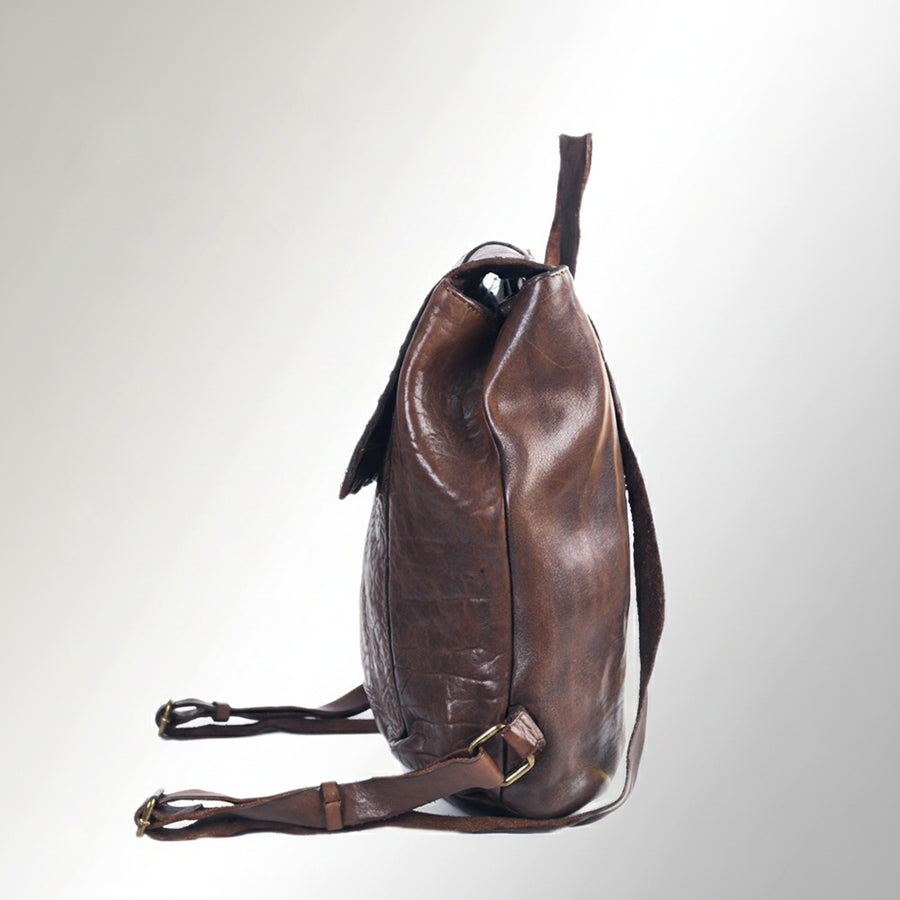 Spaghetti Western Swc145Abrn Backpack Vintage Handmade Drum Dyed Genuine European Cowhide Leather Women Bag Western Handbag Purse