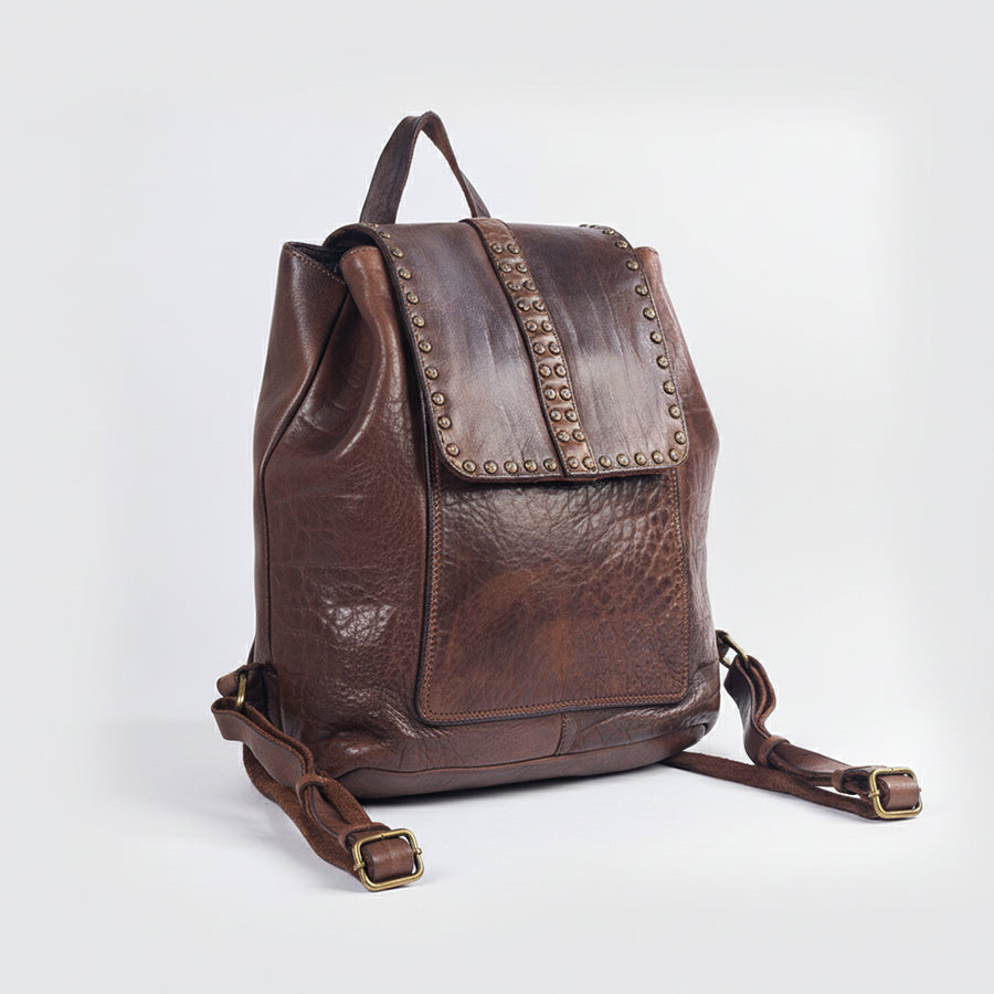 Spaghetti Western Swc145Abrn Backpack Vintage Handmade Drum Dyed Genuine European Cowhide Leather Women Bag Western Handbag Purse