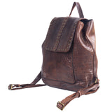 Spaghetti Western Swc145Abrn Backpack Vintage Handmade Drum Dyed Genuine European Cowhide Leather Women Bag Western Handbag Purse