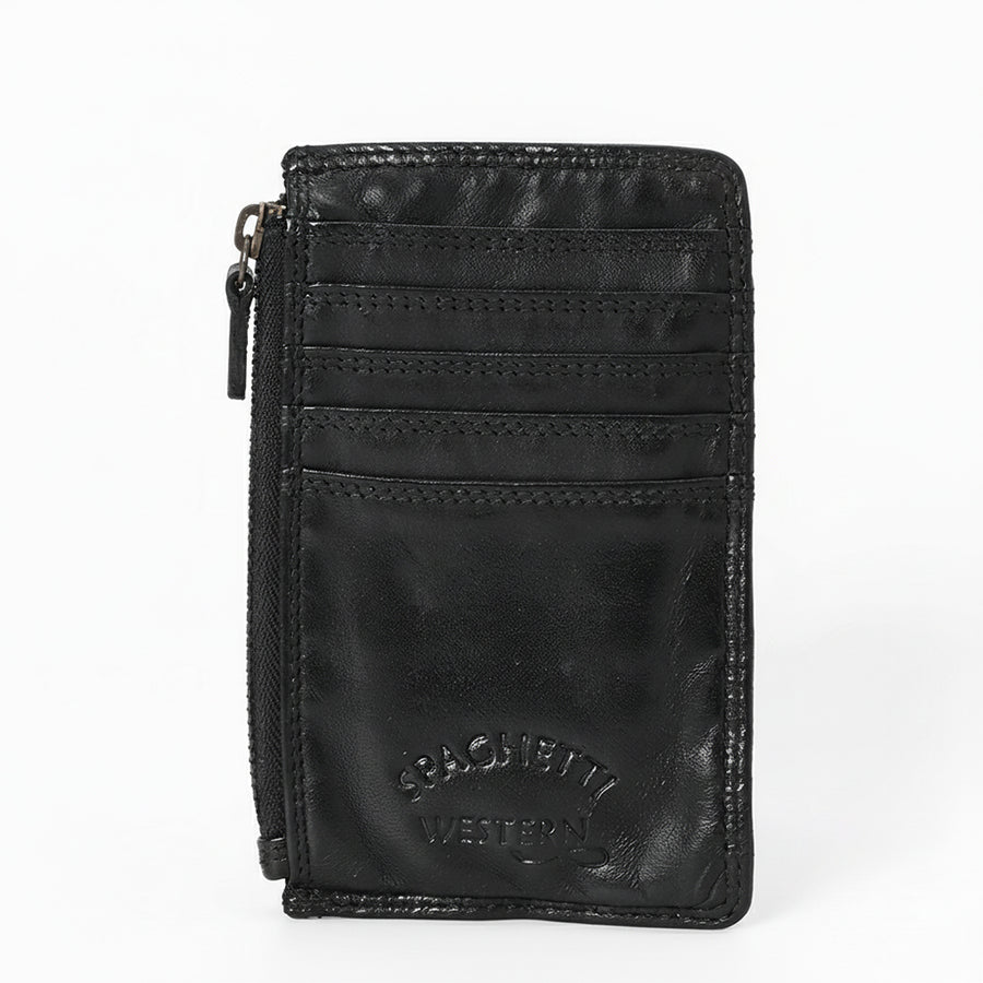 Spaghetti Western Swc146Ablk Card-Holder Vintage Handmade Drum Dyed Genuine European Cowhide Leather Women Bag Western Handbag Purse