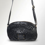 Spaghetti Western Swc148Blk Cross Body I Vintage Handmade Drum Dyed Genuine European Cowhide Leather Women Bag Western Handbag Purse