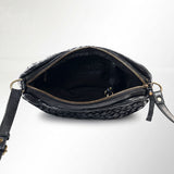 Spaghetti Western Swc148Blk Cross Body I Vintage Handmade Drum Dyed Genuine European Cowhide Leather Women Bag Western Handbag Purse