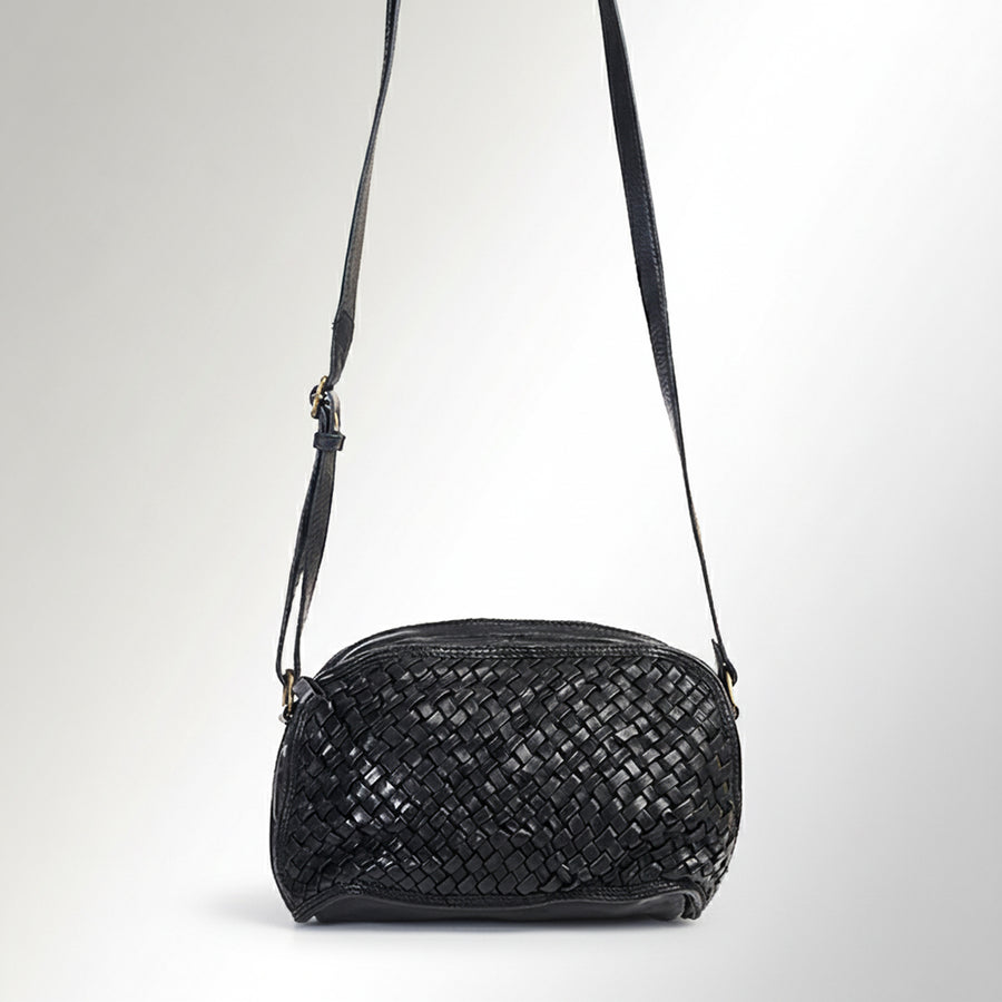 Spaghetti Western Swc148Blk Cross Body I Vintage Handmade Drum Dyed Genuine European Cowhide Leather Women Bag Western Handbag Purse