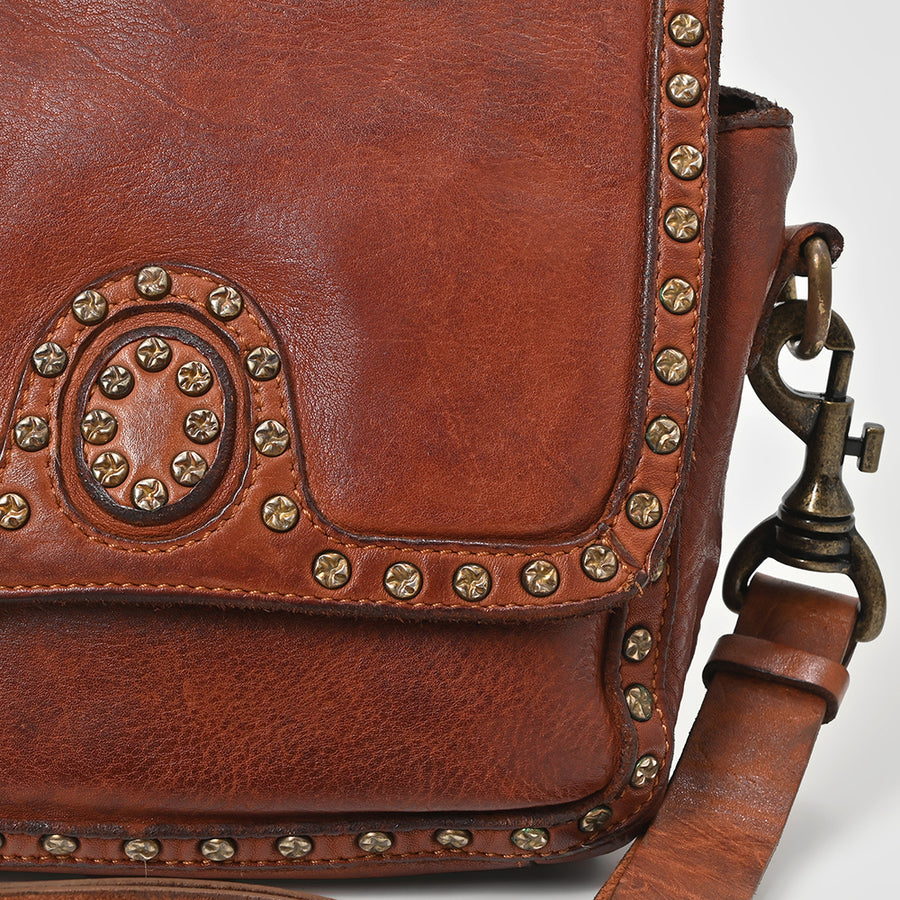 Spaghetti Western Swc149Cg Envelope Vintage Handmade Drum Dyed Genuine European Cowhide Leather Women Bag Western Handbag Purse