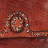 Spaghetti Western Swc149Cg Envelope Vintage Handmade Drum Dyed Genuine European Cowhide Leather Women Bag Western Handbag Purse