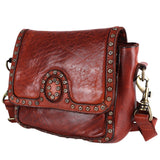 Spaghetti Western Swc149Cg Envelope Vintage Handmade Drum Dyed Genuine European Cowhide Leather Women Bag Western Handbag Purse