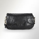 Spaghetti Western Swc151Blk Envelope Vintage Handmade Drum Dyed Genuine European Cowhide Leather Women Bag Western Handbag Purse