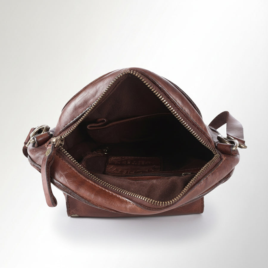 Spaghetti Western Swc152Brn Canteen Vintage Handmade Drum Dyed Genuine European Cowhide Leather Women Bag Western Handbag Purse
