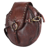 Spaghetti Western Swc152Brn Canteen Vintage Handmade Drum Dyed Genuine European Cowhide Leather Women Bag Western Handbag Purse