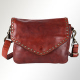 Spaghetti Western Swc153Cg Envelope Vintage Handmade Drum Dyed Genuine European Cowhide Leather Women Bag Western Handbag Purse