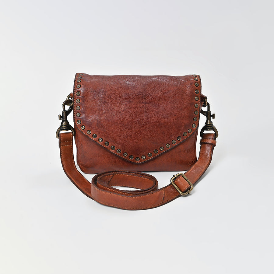 Spaghetti Western Swc153Cg Envelope Vintage Handmade Drum Dyed Genuine European Cowhide Leather Women Bag Western Handbag Purse