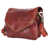 Spaghetti Western Swc153Cg Envelope Vintage Handmade Drum Dyed Genuine European Cowhide Leather Women Bag Western Handbag Purse