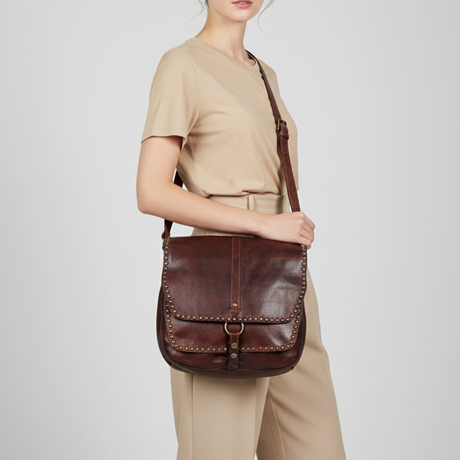 Spaghetti Western Swc157Acg Cross Body I Vintage Handmade Drum Dyed Genuine European Cowhide Leather Women Bag Western Handbag Purse