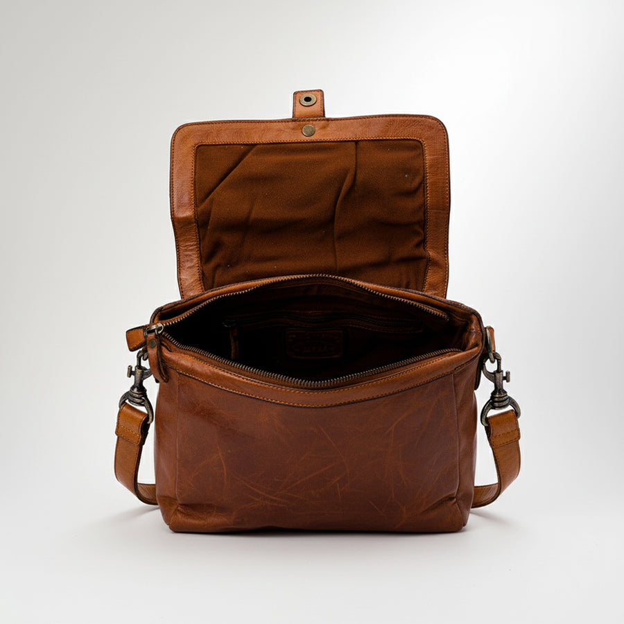 Spaghetti Western Swc159Btan Envelope Vintage Handmade Drum Dyed Genuine European Cowhide Leather Women Bag Western Handbag Purse