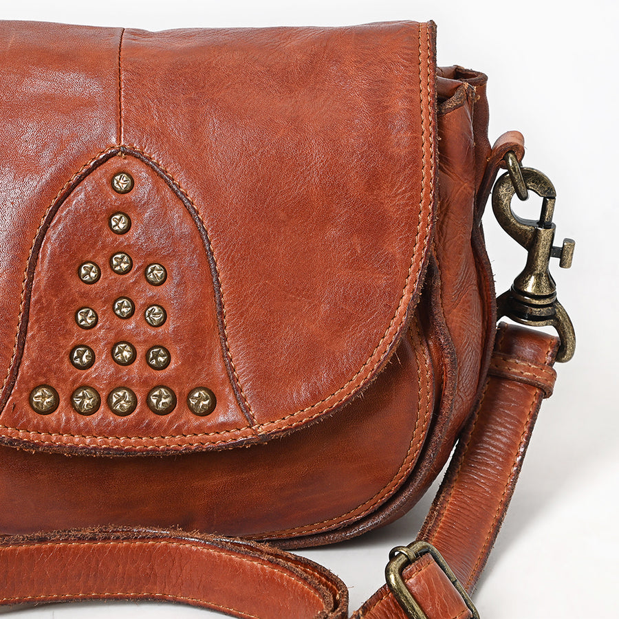 Spaghetti Western Swc161Cg Cross Body I Vintage Handmade Drum Dyed Genuine European Cowhide Leather Women Bag Western Handbag Purse