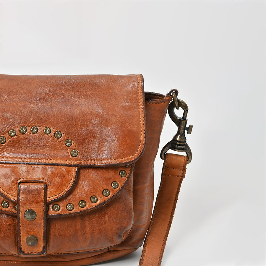 Spaghetti Western Swc162Tan Cross Body I Vintage Handmade Drum Dyed Genuine European Cowhide Leather Women Bag Western Handbag Purse
