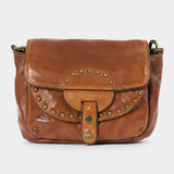 Spaghetti Western Swc162Tan Cross Body I Vintage Handmade Drum Dyed Genuine European Cowhide Leather Women Bag Western Handbag Purse