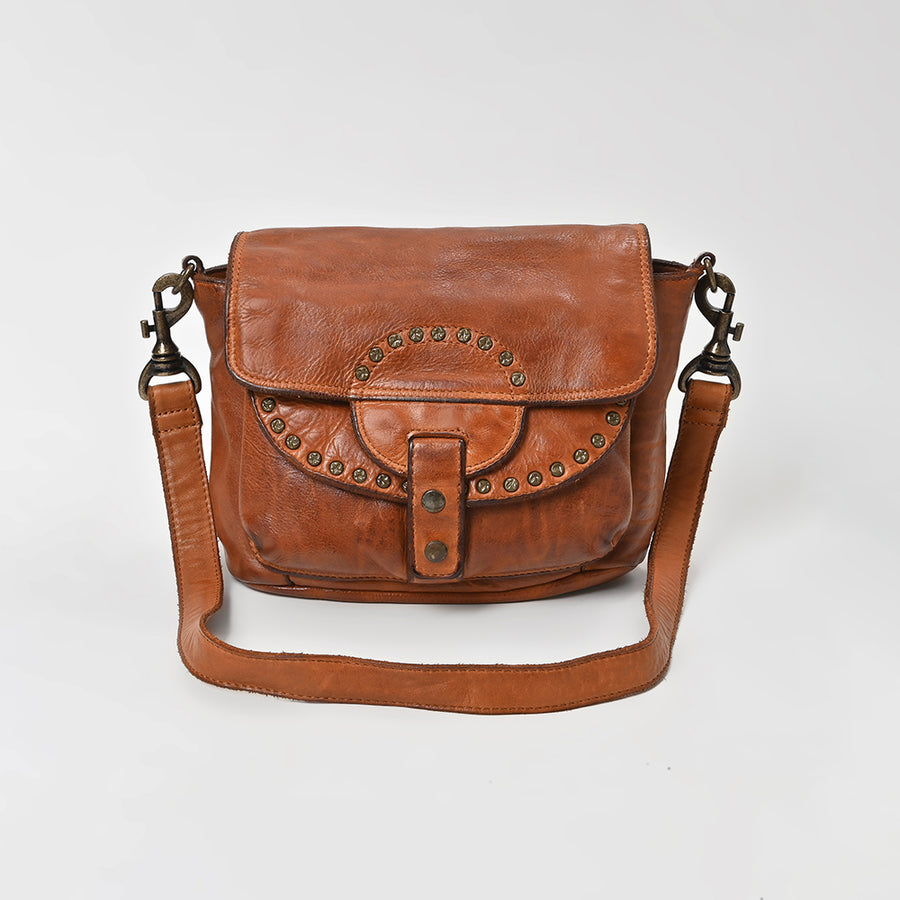 Spaghetti Western Swc162Tan Cross Body I Vintage Handmade Drum Dyed Genuine European Cowhide Leather Women Bag Western Handbag Purse