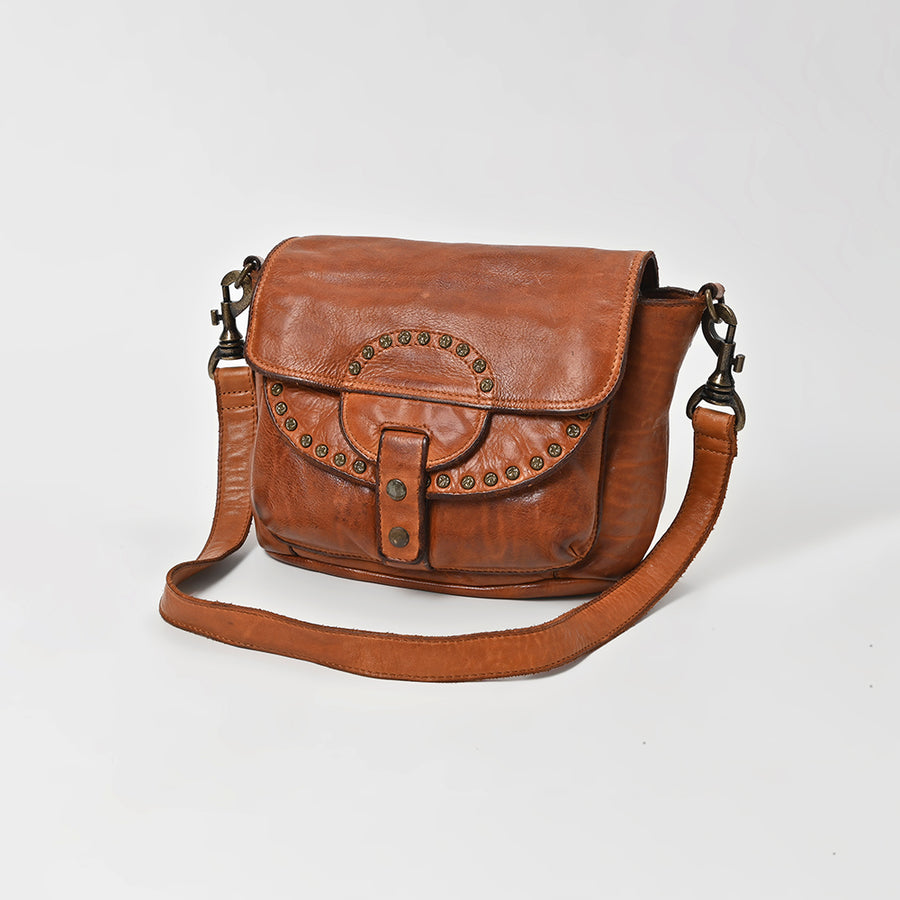 Spaghetti W. Swc162Tan Cross Body I Vintage Handmade Drum Dyed Genuine by Hilason – Cowboy and equestrian accessories
