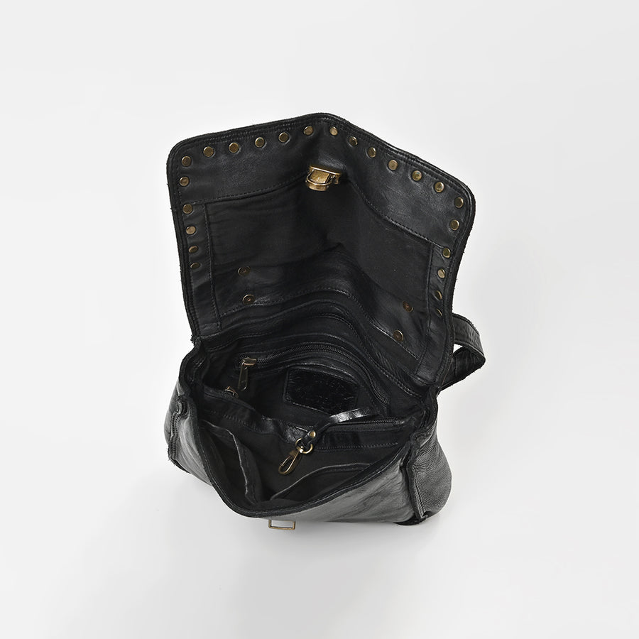 Spaghetti Western Swc163Blk Envelope Vintage Handmade Drum Dyed Genuine European Cowhide Leather Women Bag Western Handbag Purse